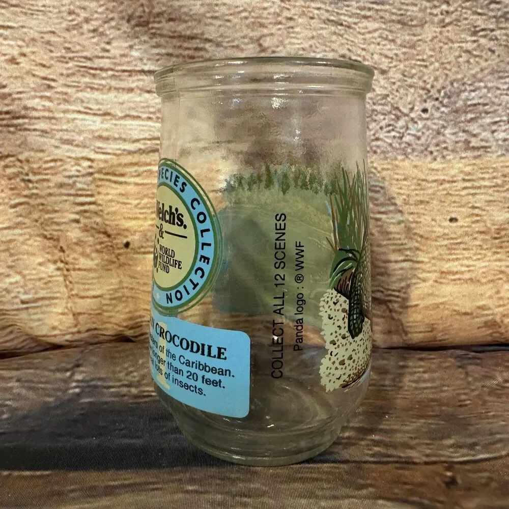 Welch's 1999 Endangered Species American Crocodile Jelly Jar Drinking Glass WWF